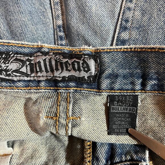 Bullhead Baggy Jeans Mens Size 34X32 Blue Denim Straight Leg Hip Hop Y2K Skater - Picture 7 of 11